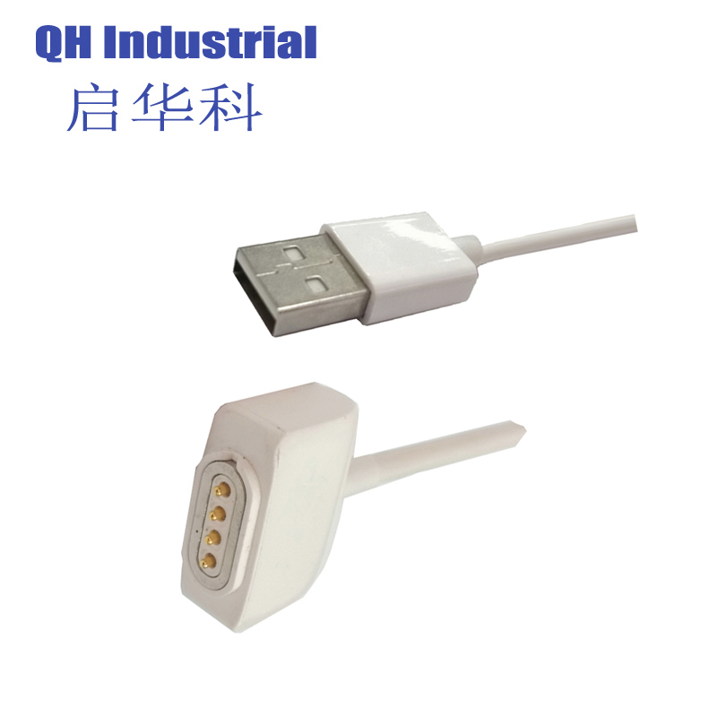 4Pin White Black LED Strip LCD OLED MP4 MP5 Scanner Smart Device Magnetic USB Cable Charging Power Connector