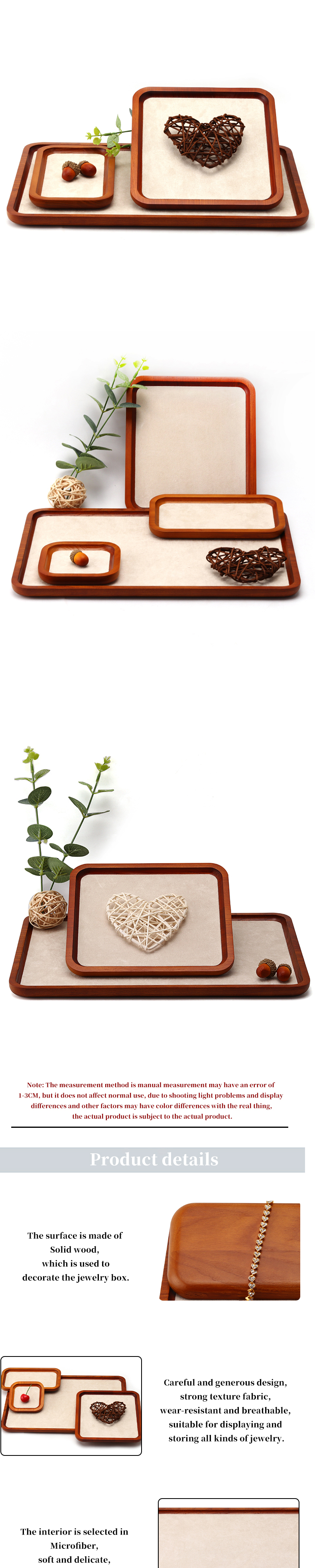 Durable Solid Wood Jewelry Display Tray Luxury Props For Ring Pendant Display