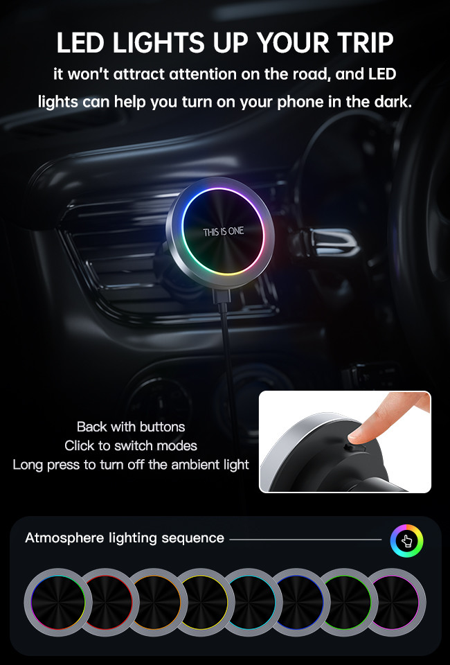 Adjustable Iphone Magsafe Charger RGB Light Effect Aluminium Alloy