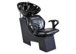 Black Fiberglass Hair Salon Shampoo Chairs With Stainless Steel Tap And Drain