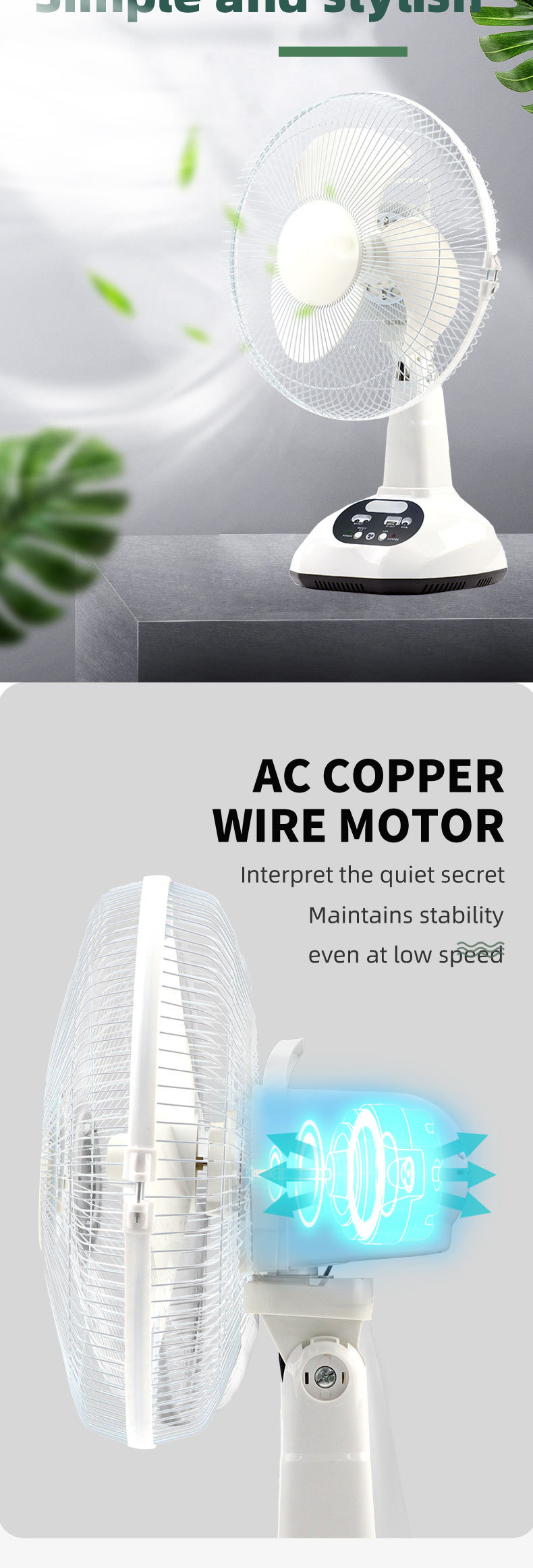 Best-Sale AC/DC Operation Metal Grill 12 Inches 3 Blades Rechargeable Home Solar Fans Rechargeable Electric Fan
