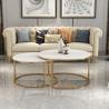 Buy cheap Tempered Glass Circle Marble Coffee Table Matte Finish from wholesalers