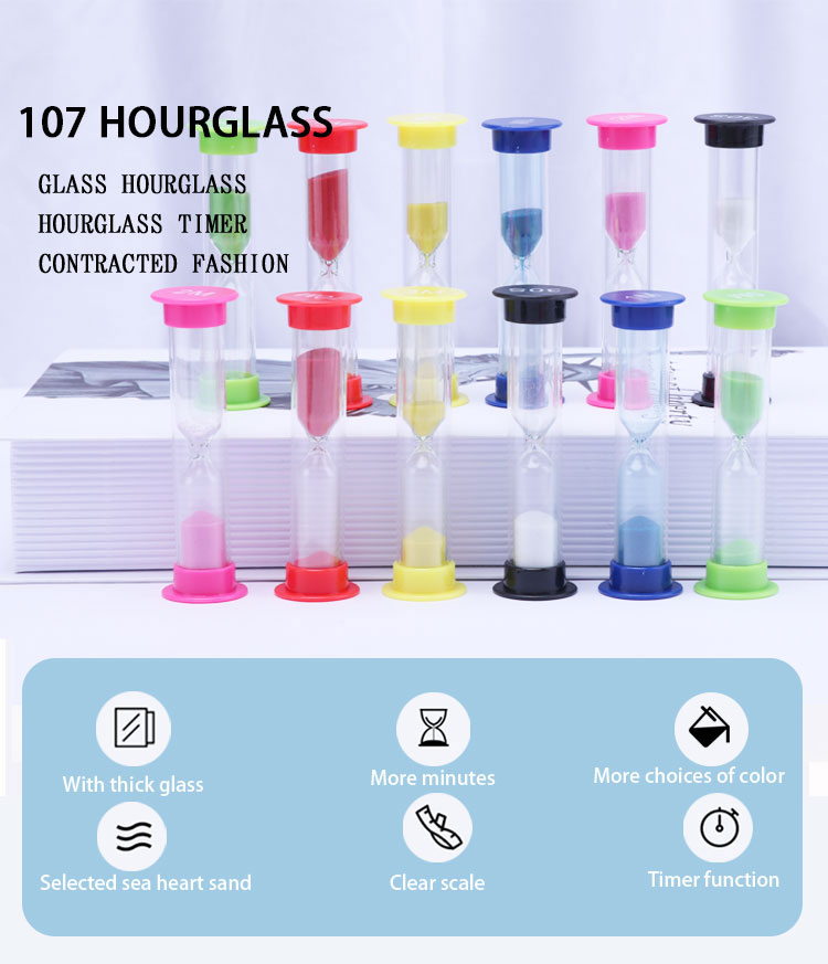 1 3 5 Minutes Plastic Hourglass Timers Color Customized For Brushing