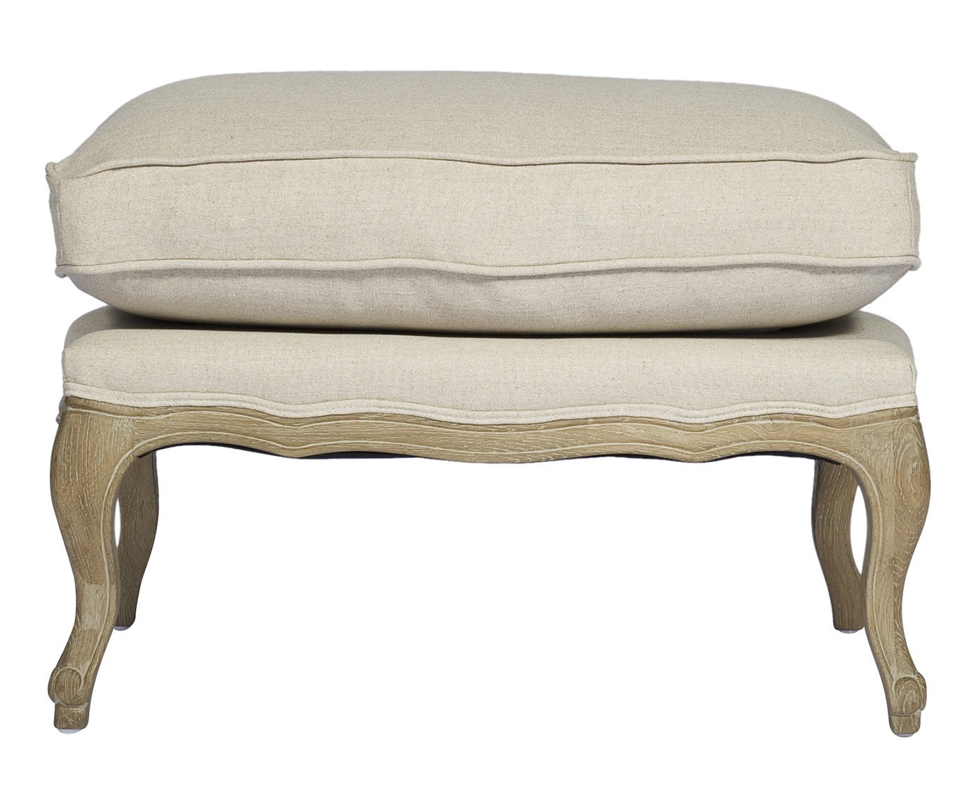french style oak wood frames rustic linen fabric footstool and ottoman