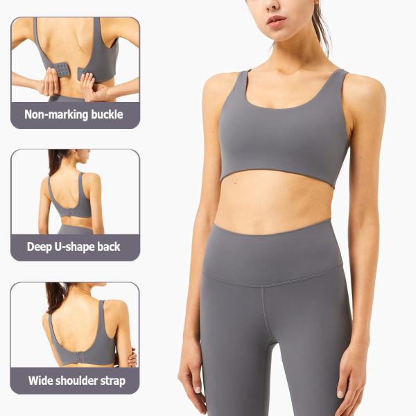 Buy cheap Breathable Yoga Womens Sports Bra Wide Neck Traceless Buckle Gathered from wholesalers