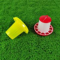 Buy cheap Modern Freestanding Poultry Feeder Red / White Plastic Cylinder product
