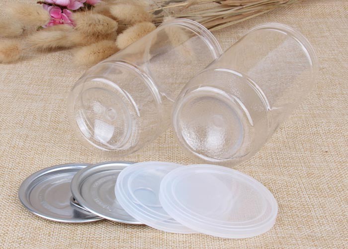 Food Grade Visible Cylinder PET Plastic Jars 307# For Melon Seeds Packaging