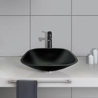 Buy cheap Acid Matt Square Bowl Bathroom Sink Table Top Black Tempered Glass Anti Rust product
