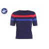 Buy cheap Summer Short Sleeve Cable Knit Sweater , Womens Navy Blue Pullover Sweater Crew Neck Stripes Knitwear from wholesalers