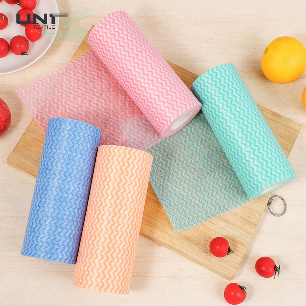 Perforated Wavy Pattern Spunlace Non Woven Fabric For Kitchen Rag Rolls