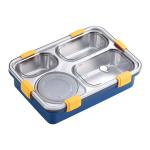 Metal Bento Lunch Box 4 Compartment 304 Stainless Steel Sealed Insulation 1130ml