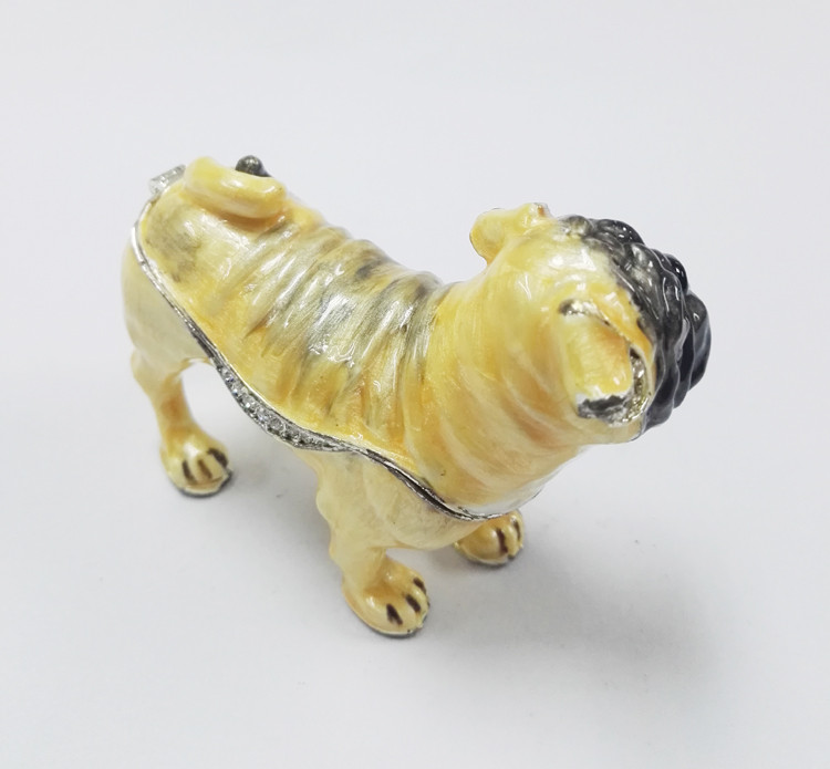 gold plated dog with crystal charm animail trinket boxes wholesale