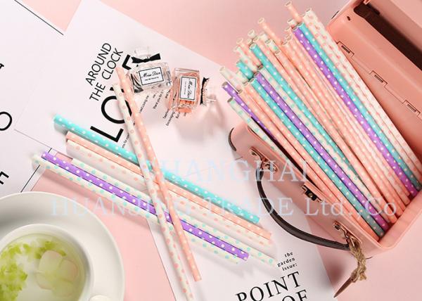 Buy cheap Custom Printed Colors Polka Dot Paper Straws Earth Friendly 7.75 Inches Long from wholesalers
