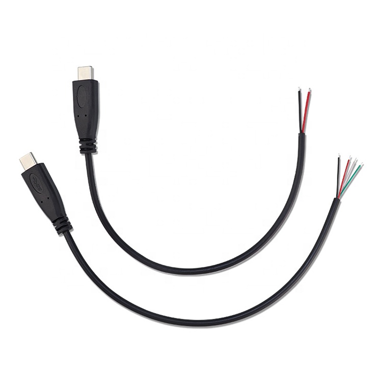 OEM 2 4 Cores USB Type C Male Female to Stripped Open Wire End Pigtail Cable