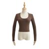 Buy cheap OEM maufactory U Collar Long Sleeved T Shirt Female 22 Autumn Polyester Hot Girl from wholesalers