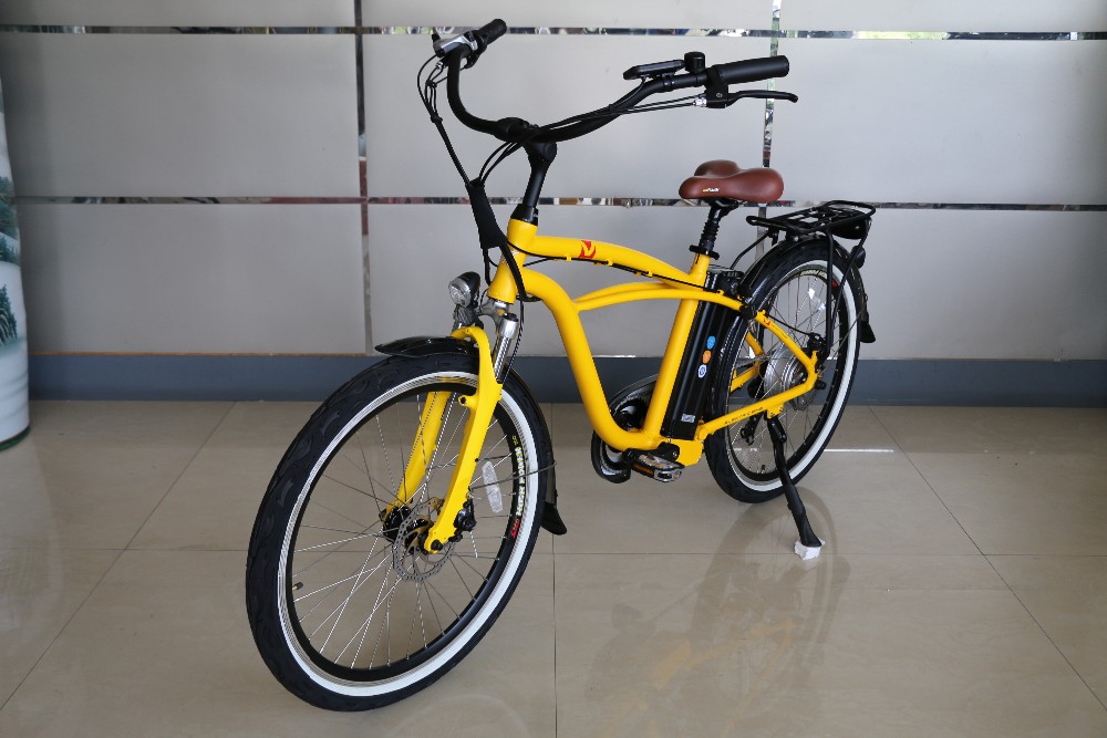 26 Inch 500W 48V Beach Cruiser Electric Bike With Double Disk Brakes And LCD Display