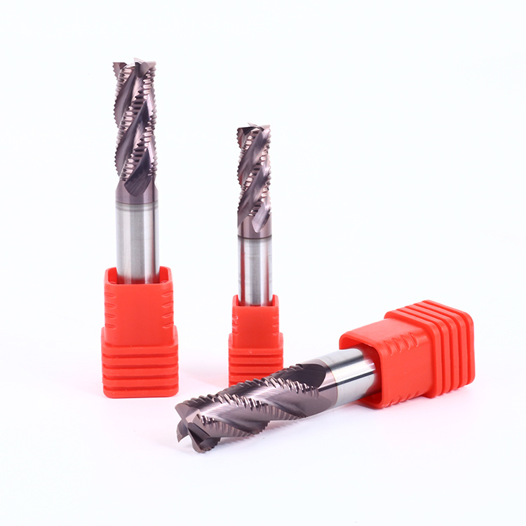 Durable Cnc Lathe Machine 4 Flutes Super Coating Carbide Roughing End Mil For Cooper Aluminum Plastic Nylon