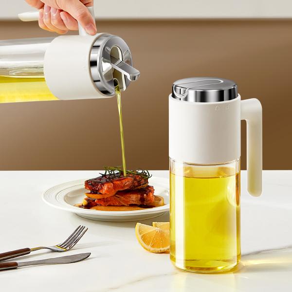 NEW 500 Ml/17oz Stainless Steel Lid Clear Vinegar And Olive Oil Bottle Dispenser