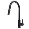 Buy cheap Lead free Matte black long neck kitchen faucet single handle black kitchen faucet with pull out sprayer from wholesalers