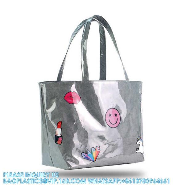 Buy cheap Tyvek Shopping Bag American Style Transparent Clear PVC Printed Logo Shopping Bag Hand Bag Transparent Beach Bag from wholesalers
