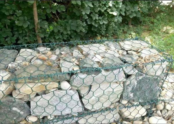 Hexagonal Rock Basket Retaining Wall , Hot Dipped Galvanized Gabion Wall