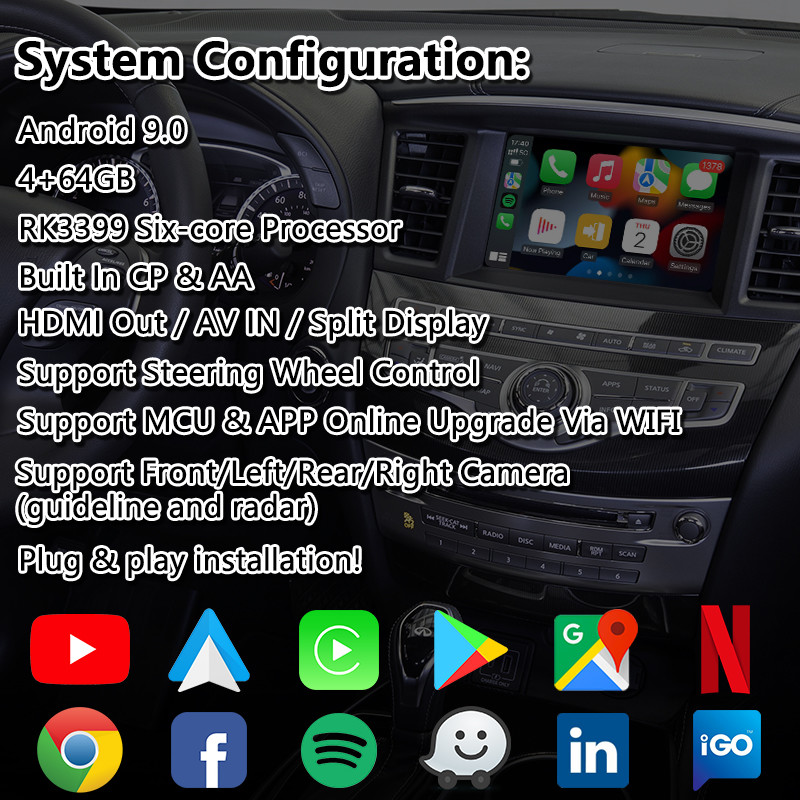 Lsailt GPS Navigation Android Carplay Interface for Infiniti QX60 2017-2020