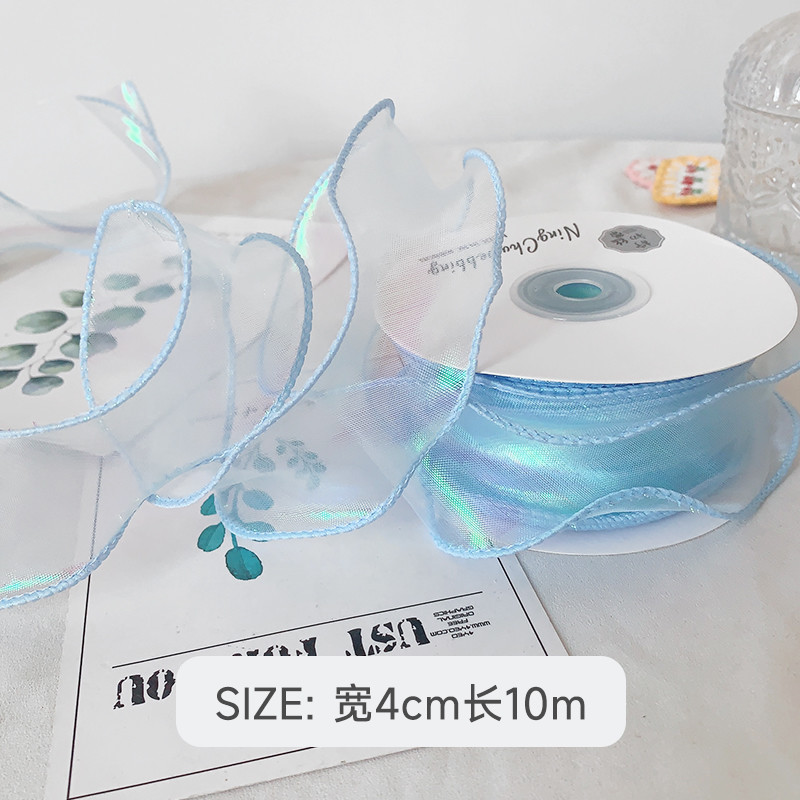 40mm Polyester Organza Ribbon With Satin Edge Shinny Pink Organza Ribbon