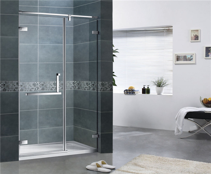 Customized Clear Tempered Glass Shower Screen 10MM 180 Degree Magnetic Seal Swing Door