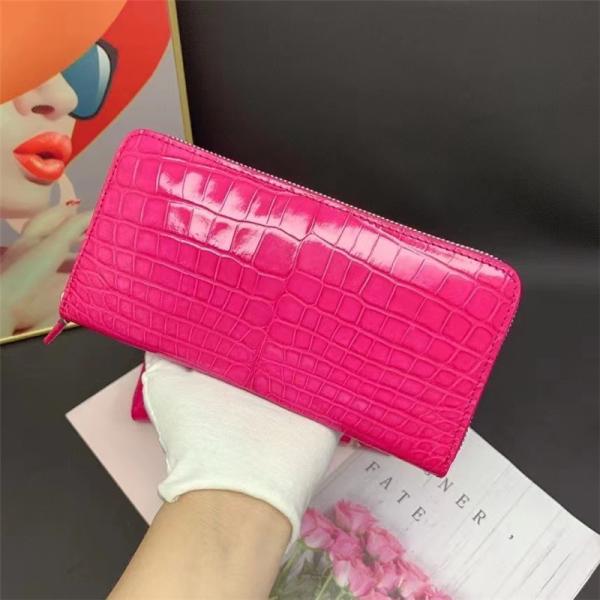 Buy cheap Authentic Genuine Crocodile Skin Women Long Card Pure Lady Colorful Glossy Wallet Exotic Alligator Leather Female Clutch from wholesalers