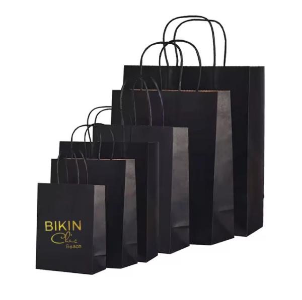 Buy cheap Custom Printed Black Luxury Shopping Gift Paper Bag With Handle And Bow Paper Bags With Your Own Logo China Su from wholesalers