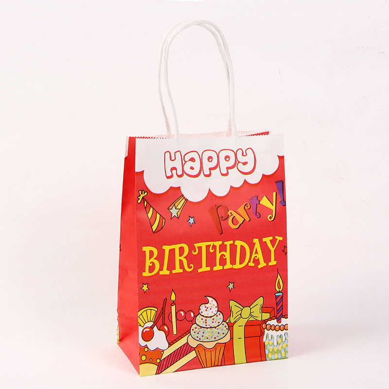 Customized Logo Brown Kraft Paper Tote Bag for Birthday Party Clothing Gift Packaging