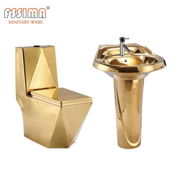 Buy cheap S Trap Golden Conjoined Toilet Sanitary Wares Wc Ceramic Diamond from wholesalers