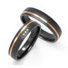 Buy cheap 6mm Couple Black Titanium Wedding Band Set With Three Zircon Rings from wholesalers