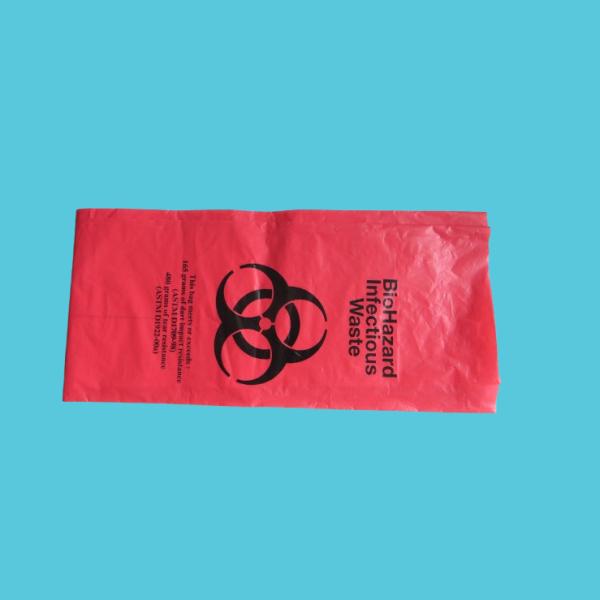 No Leak Hospital Grade Biohazard Waste Bags 24'' Red Trash Liner With Hazard