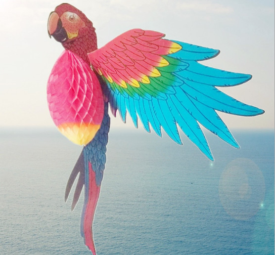 Home Furnishings Party Decoration Large Animal Simulation Paper Carving Bird Parrot Honeycomb Paper Crafts