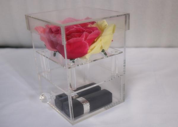 4 Holes Acrylic Flower Box 3mm Thickness Silk Screen Printing Logo With Drawer
