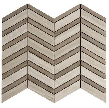 Buy cheap Herringbone Marble Mosaic Tile Grey White Color With Wooden Grain from wholesalers