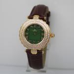 Gold Jade Watch Genuine Leather Band For Women Water Resistant