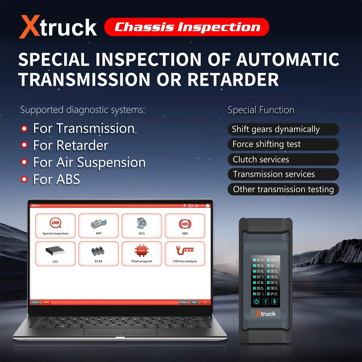 Xtruck FAST SINOTRUCK Faw Trailer truck diagnostic Chassis Inspection tool ZF gearbox transmission Testman +CF53