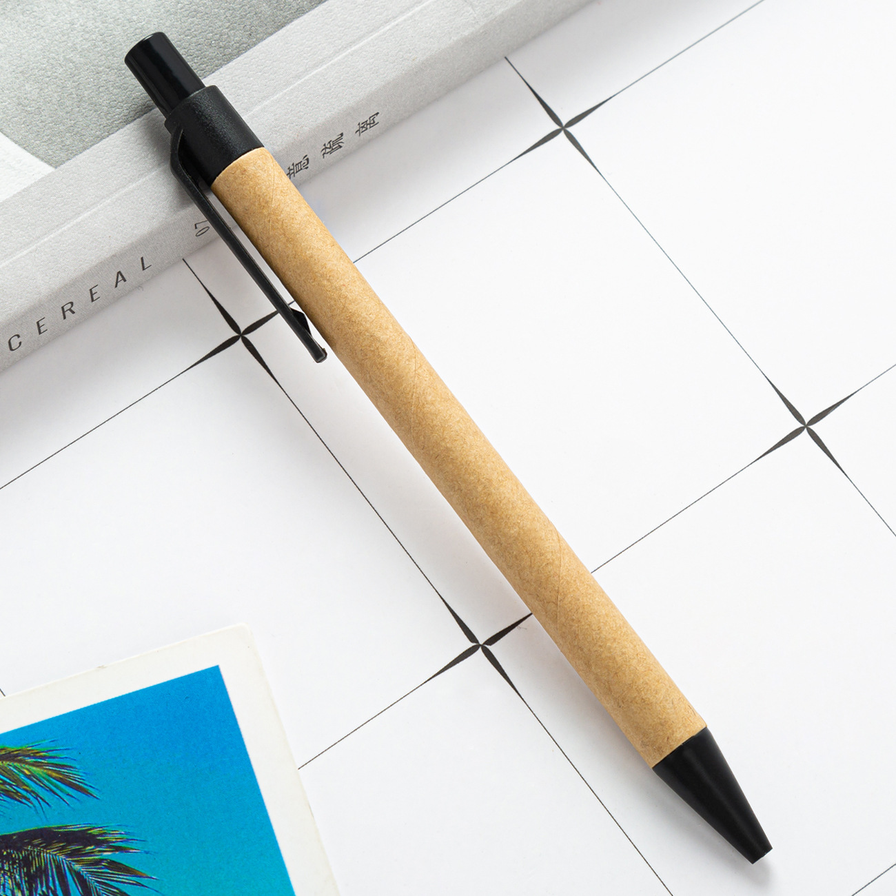 Black Ink Ballpoint Pen with Custom Logo Made from Eco-Friendly Bamboo