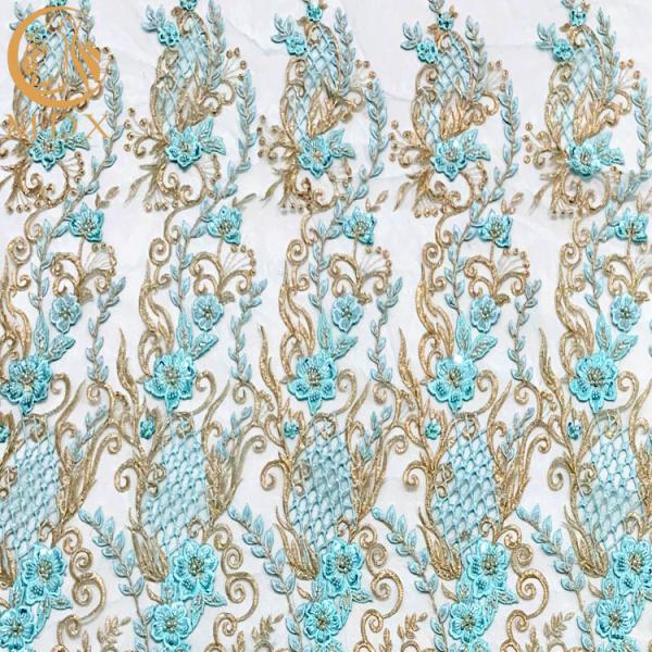 Buy cheap 140Cm Bridal Applique Lace Fabric Dress Styles Embroidery Beaded For Wedding from wholesalers