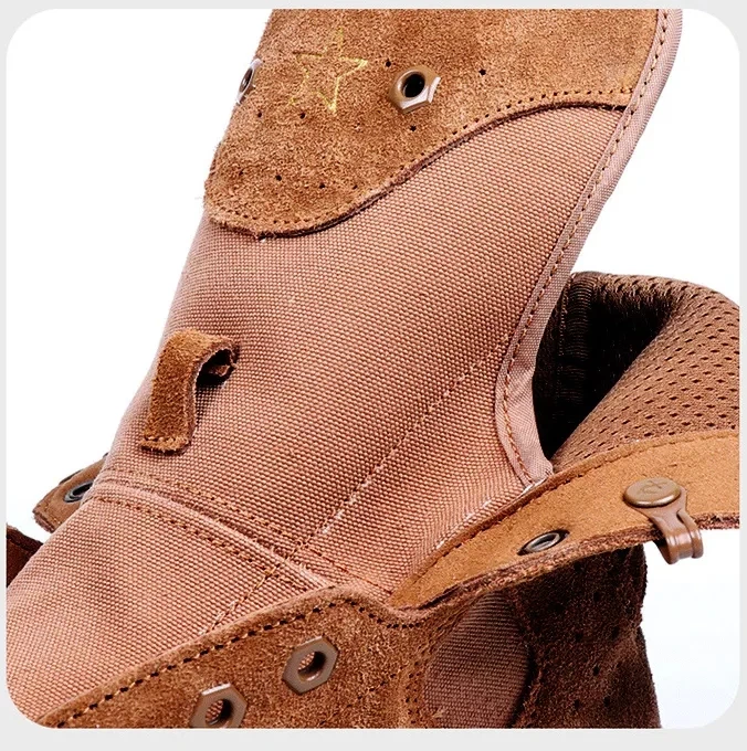 Brown Combat Boots Military Leather Waterproof Work Tactical Size 4 Durable