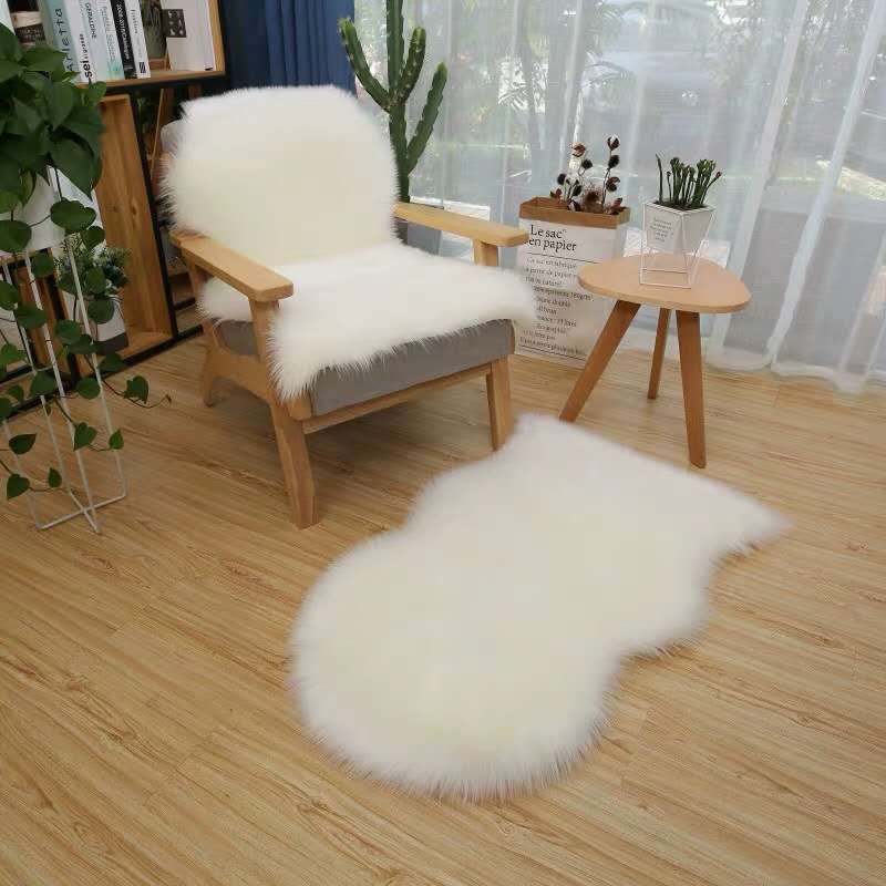 Washable Lambs Wool Floor Mats Oversized Sheepskin Rug Cushion Cover