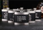 Black Kitchen Household Items 6oz Flat Stainless Steel Hip Flask Laser Lettering