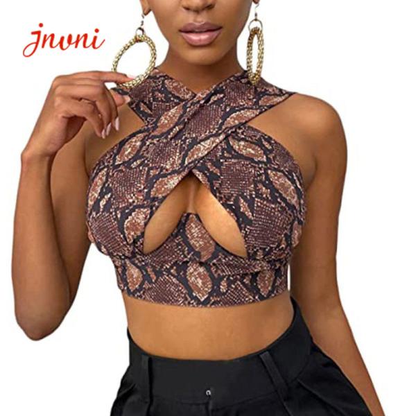 Buy cheap Sexy Women's Crisscross Halter Tank Tops Solid Color Sleeveless Cutout Front Wrap Crop Top bra from wholesalers