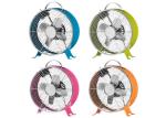 Stand Foot Base Antique Electric Clock Fan With 4 Metal Blades Strong Wind