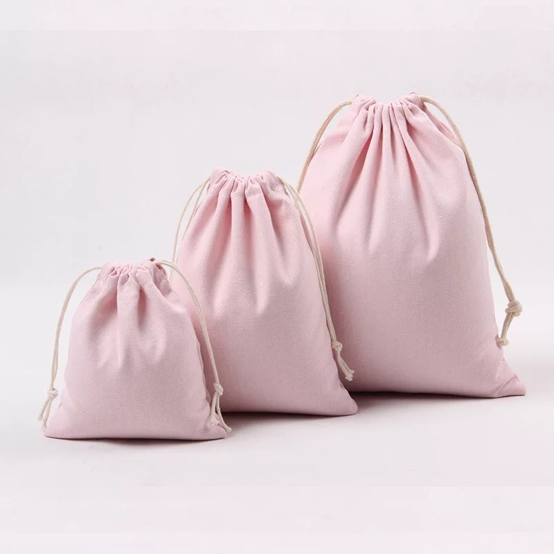 Cloth Pink Drawstring 11.5x13.5 Inch Cotton Storage Bag
