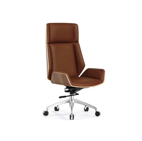 Buy cheap Brown Leather Task Ergonomic Home Office Chairs Leatherette Back ODM from wholesalers