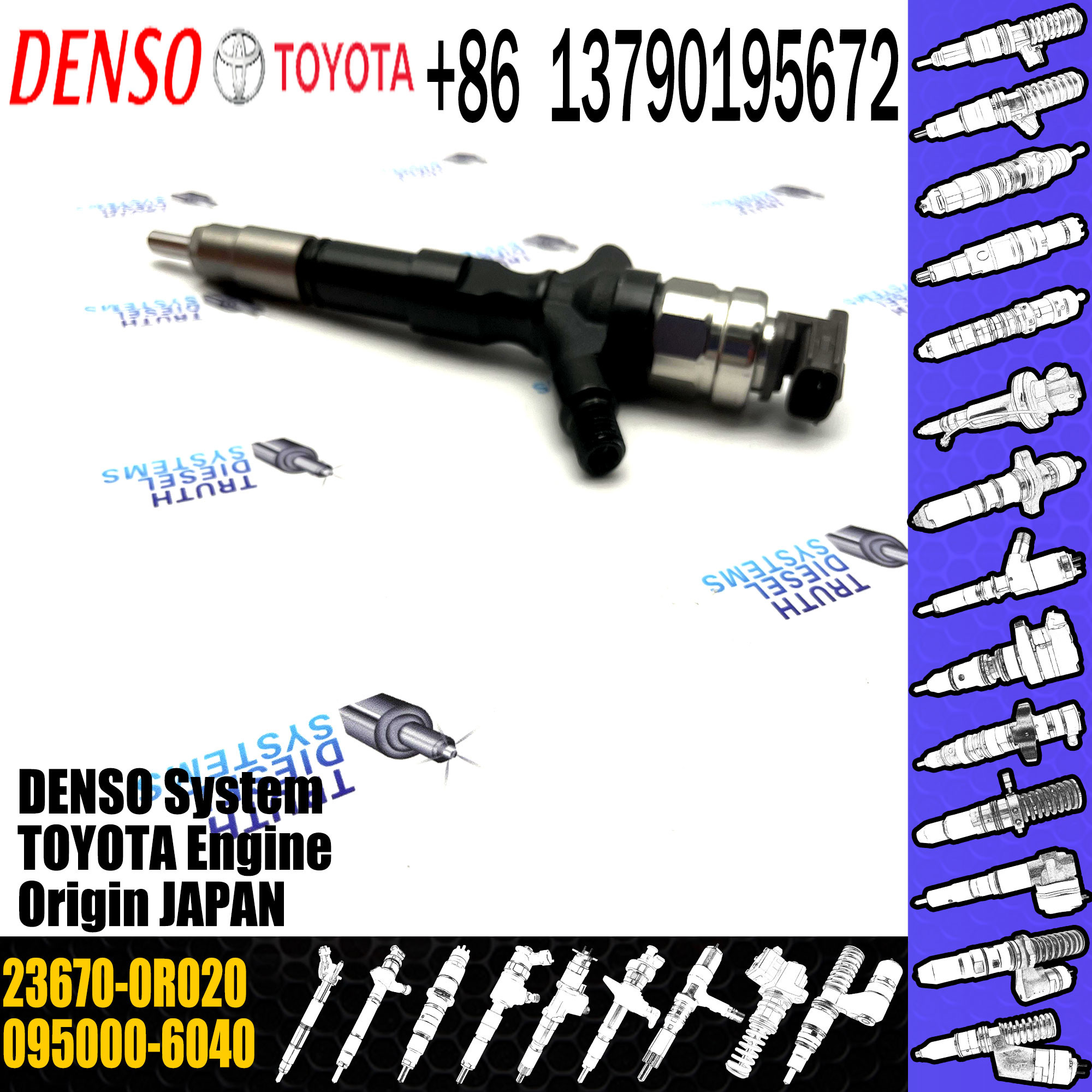 Golden Vidar solenoid for 0950006040 High Quality Common Rail Injector 095000-6040 23670-0R020