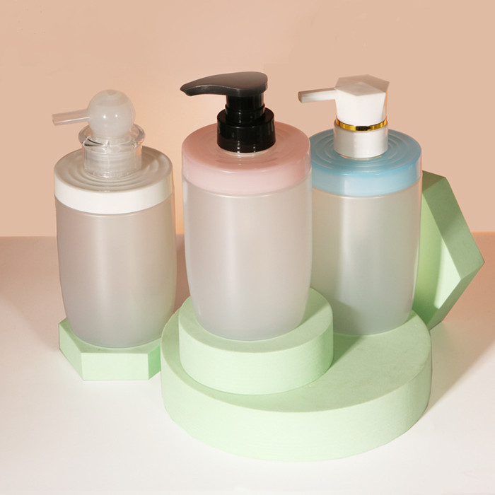 Cosmetic Frosted Round Empty Lotion Pump Bottles 500 Ml Shampoo Bottle OEM